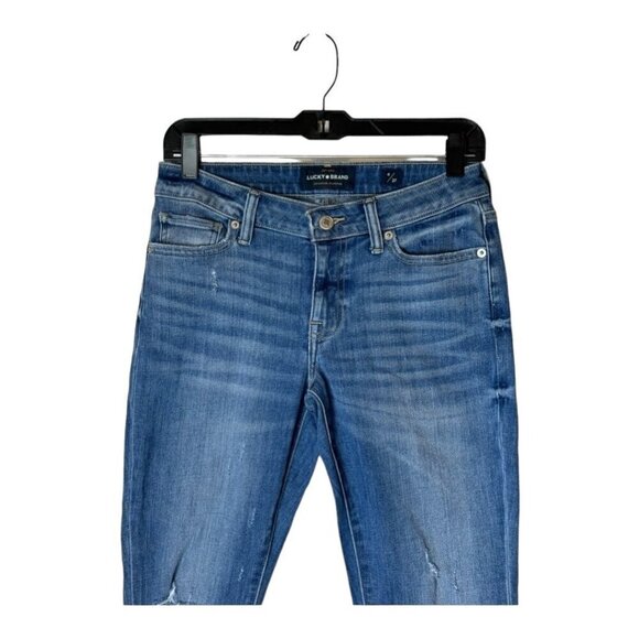 Lucky Brand Jeans Women‎ 4 Blue Medium Wash Distressed Lolita Skinny - Picture 4 of 12